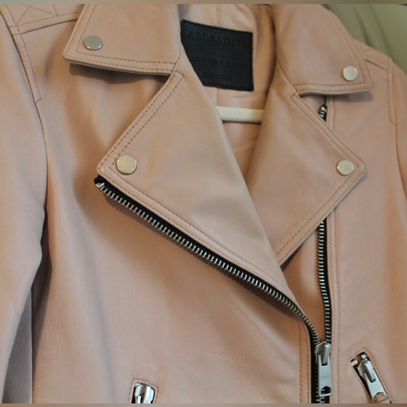 ALL SAINTS DALBY LEATHER JACKET IN MOONLIGHT PINK *sold out color* - Picture 5 of 10